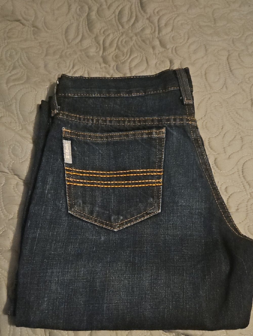 Cinch Men's Dark Blue Jeans with Yellow Stitching